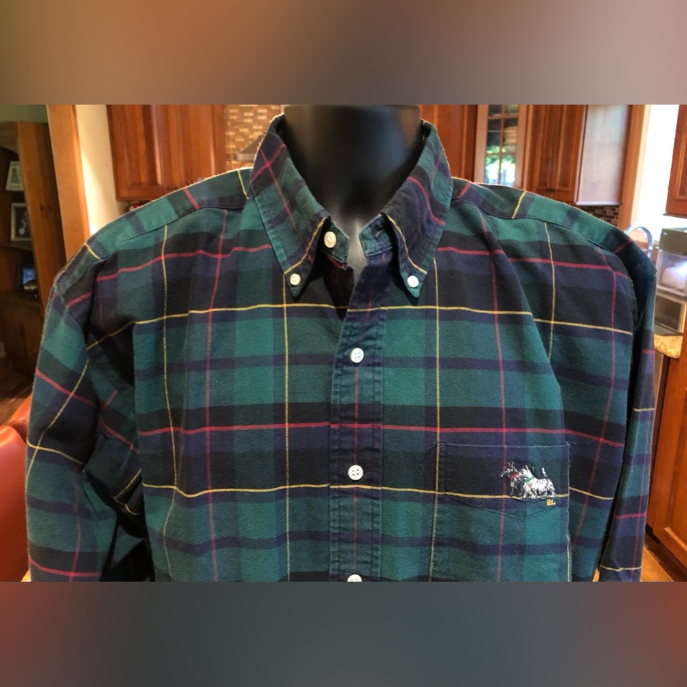 Polo Ralph Lauren men’s button front shirt. Sharp Hunter plaid w/Unique …